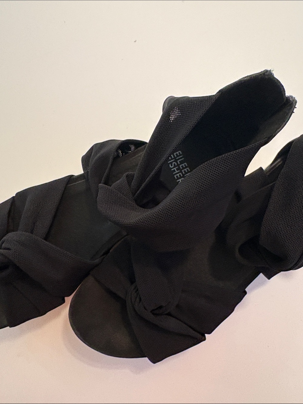 Eileen Fisher Black Knot-Front Stretch Heeled Sandals